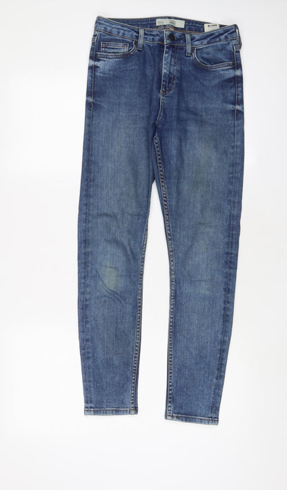 Topshop Womens Blue Cotton Skinny Jeans Size 28 in L30 in Regular Zip
