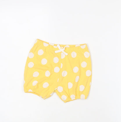 Marks and Spencer Girls Yellow Polka Dot Cotton Sweat Shorts Size 2-3 Years Regular
