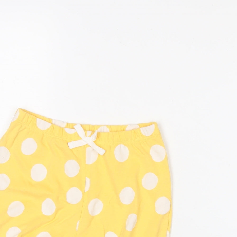 Marks and Spencer Girls Yellow Polka Dot Cotton Sweat Shorts Size 2-3 Years Regular
