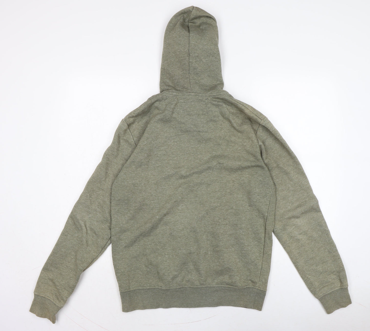 contemporary Mens Green Cotton Full Zip Hoodie Size S