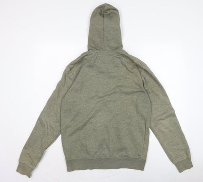 contemporary Mens Green Cotton Full Zip Hoodie Size S