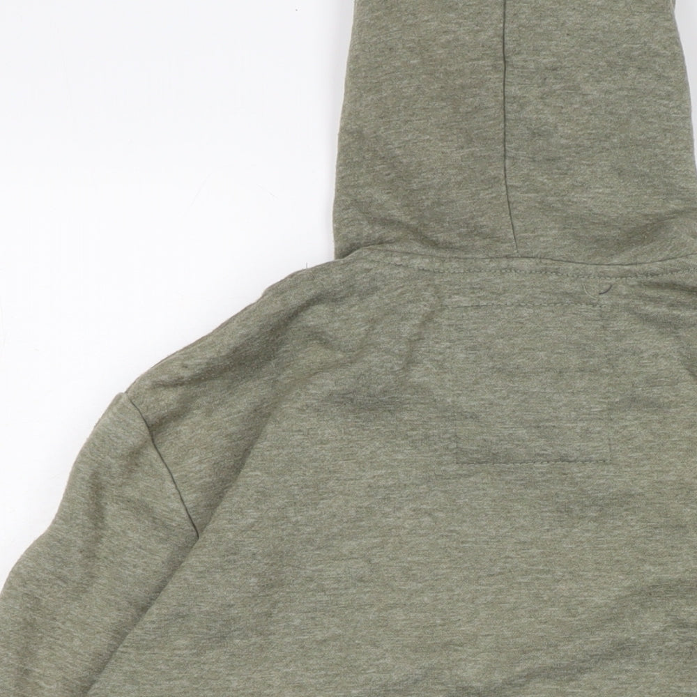 contemporary Mens Green Cotton Full Zip Hoodie Size S