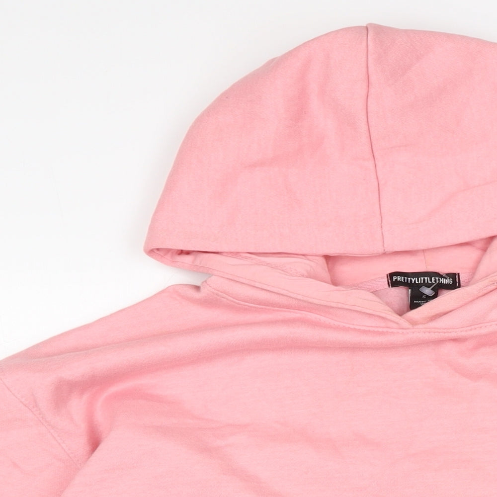 PRETTYLITTLETHING Womens Pink Cotton Pullover Hoodie Size S