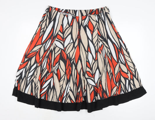 Marks and Spencer Womens Multicoloured Linen Flare Skirt Size 14 Regular Zip