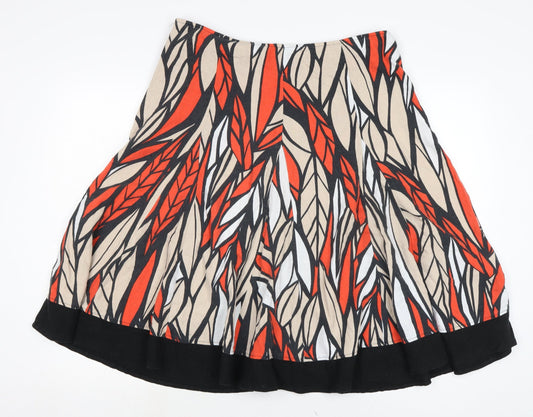 Marks and Spencer Womens Multicoloured Linen Flare Skirt Size 14 Regular Zip
