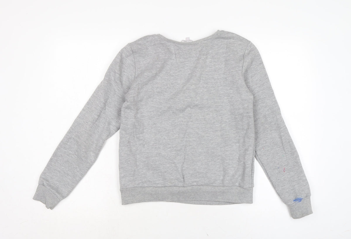 Back view of Red Herring women’s grey cotton pullover sweatshirt, size UK 8