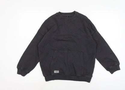 Marks and Spencer Boys Grey Houndstooth Cotton Pullover Sweatshirt Size 9-10 Years