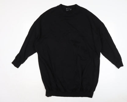 ASOS Womens Black Cotton Jumper Dress Size 10 Crew Neck