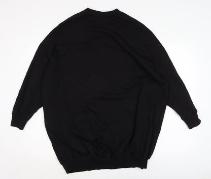 ASOS Womens Black Cotton Jumper Dress Size 10 Crew Neck