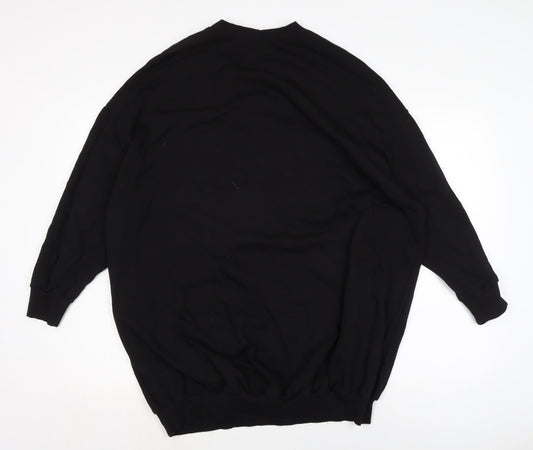 ASOS Womens Black Cotton Jumper Dress Size 10 Crew Neck