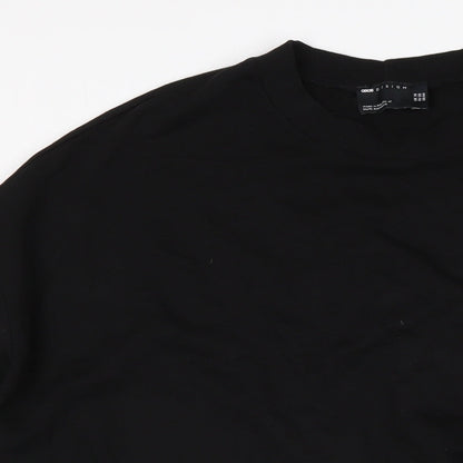 ASOS Womens Black Cotton Jumper Dress Size 10 Crew Neck