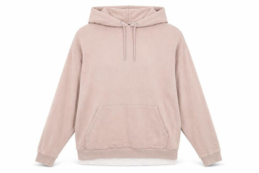Front view of ASOS women’s pink cotton pullover hoodie, size M