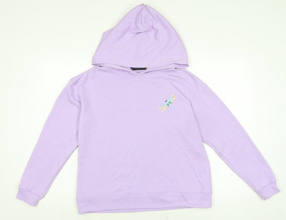 Dragonfly Womens Purple Cotton Pullover Hoodie Size 12