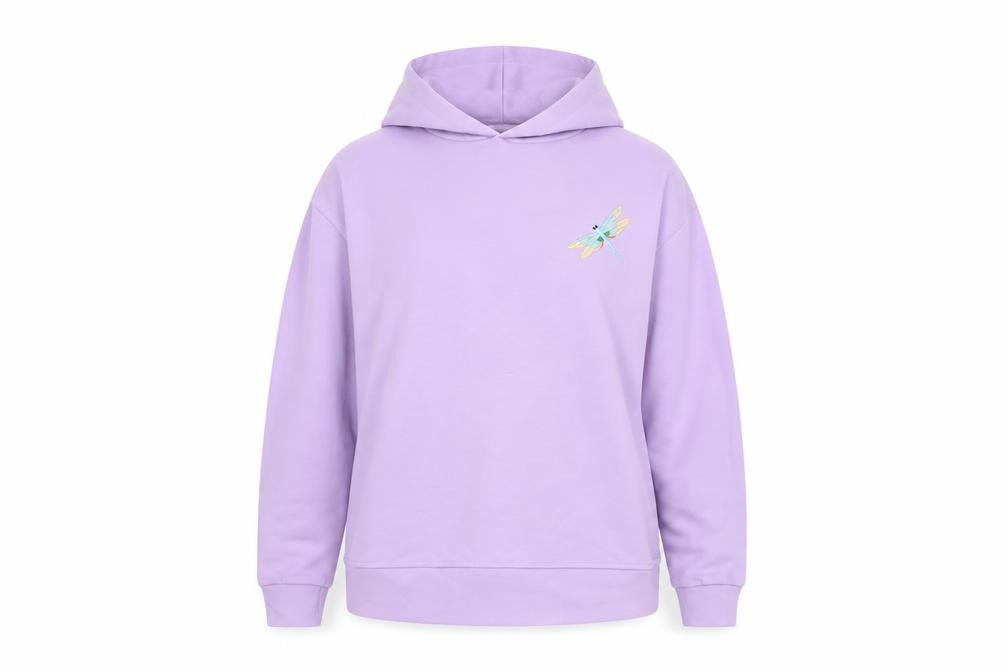 Dragonfly Womens Purple Cotton Pullover Hoodie Size 12