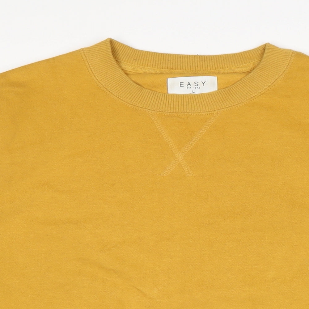 Mens UK Size L Easy Yellow Pullover Sweatshirt