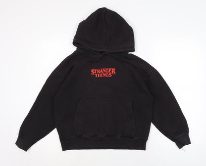 Zara Womens Black Cotton Pullover Hoodie Size 10