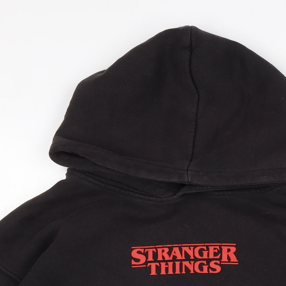 Zara Womens Black Cotton Pullover Hoodie Size 10