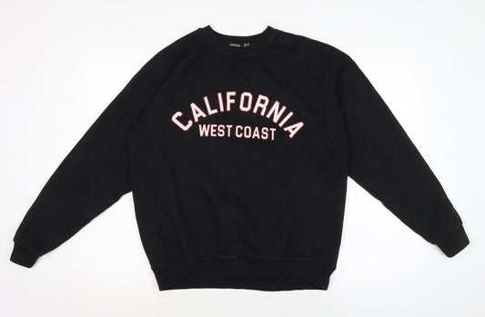 Boohoo Womens Black Cotton Pullover Sweatshirt Size 8
