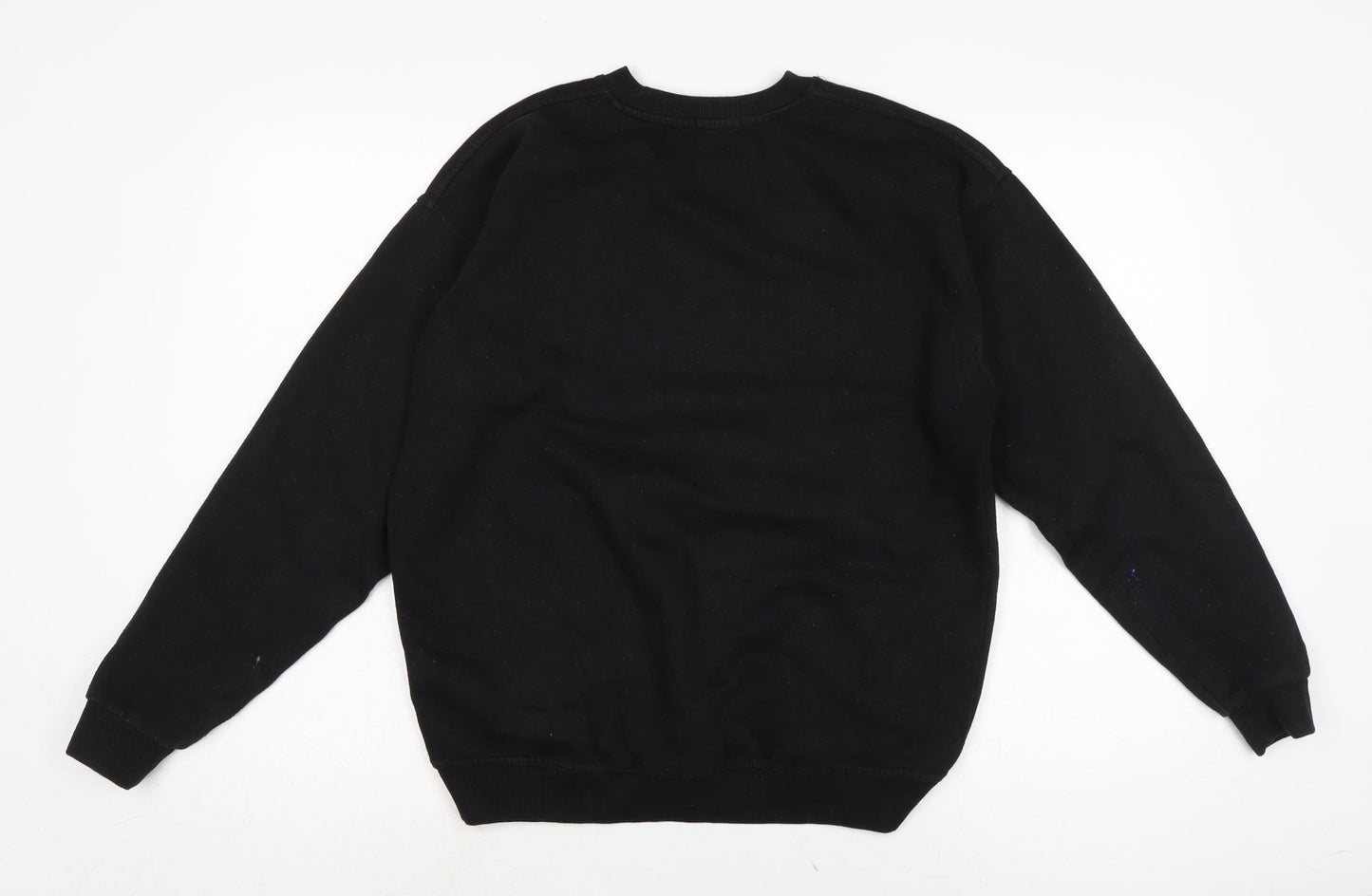 Boohoo Womens Black Cotton Pullover Sweatshirt Size 8