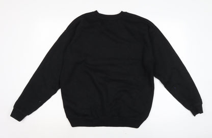 Boohoo Womens Black Cotton Pullover Sweatshirt Size 8