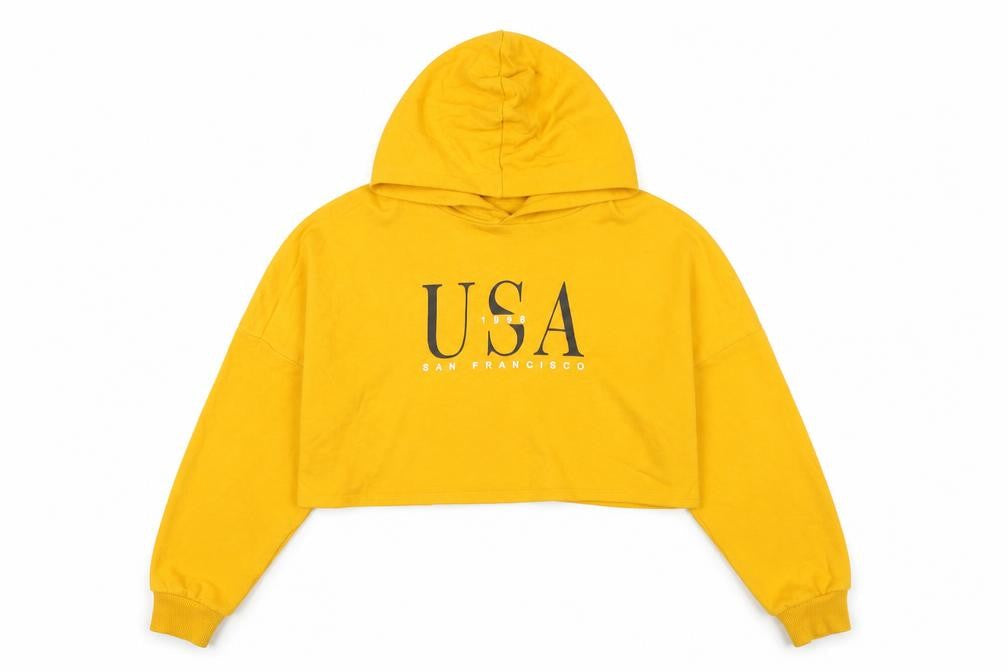 Womens UK Size S Divided Yellow Pullover Hoodie