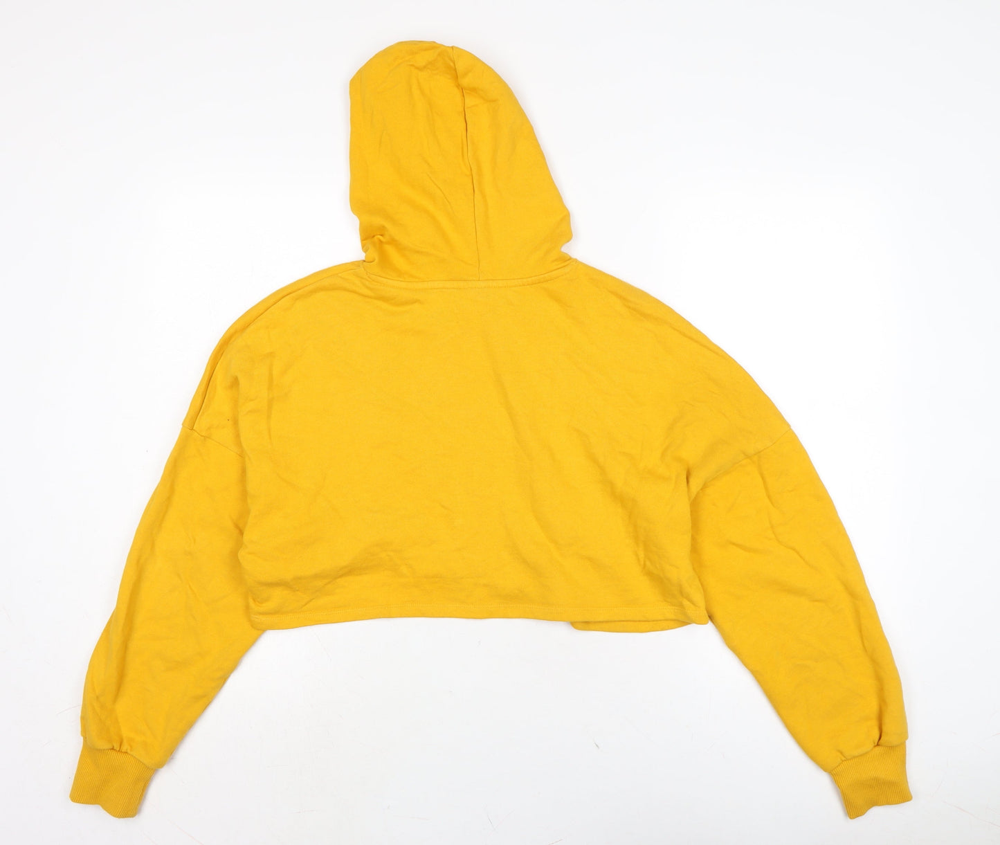 Divided Womens Yellow Cotton Pullover Hoodie Size S
