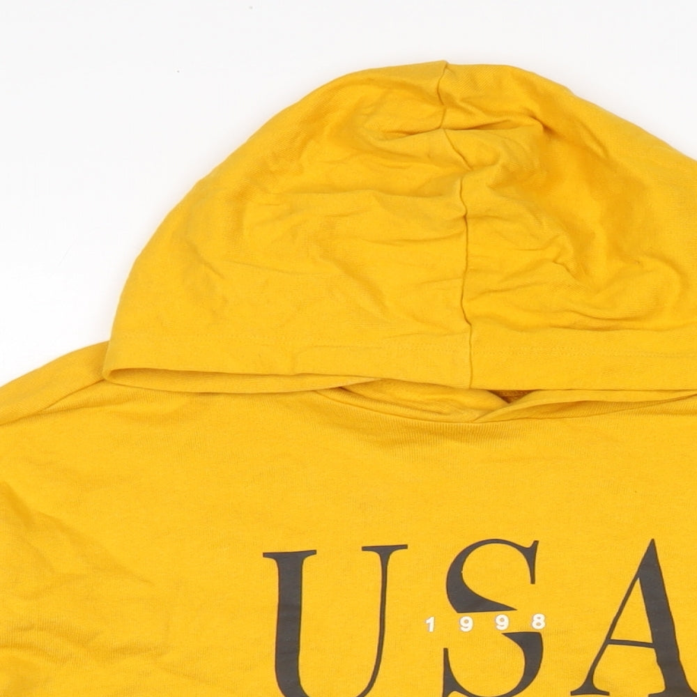 Divided Womens Yellow Cotton Pullover Hoodie Size S