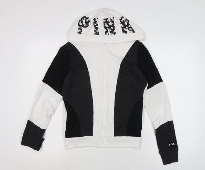Victoria's Secret Womens White Cotton Full Zip Hoodie Size XS