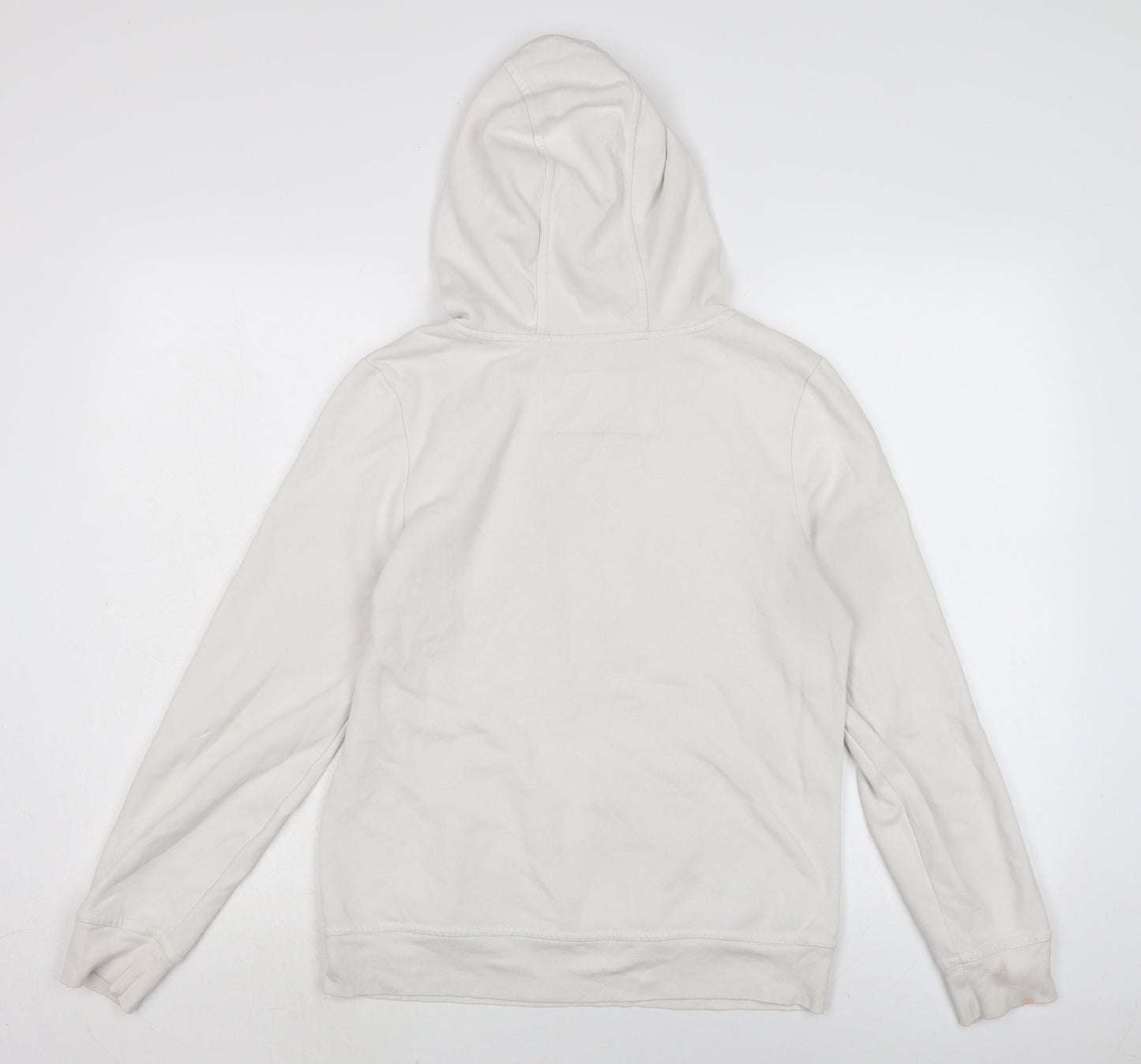 Denim & Co. Womens White Cotton Pullover Hoodie Size 12