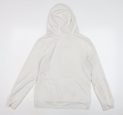 Denim & Co. Womens White Cotton Pullover Hoodie Size 12