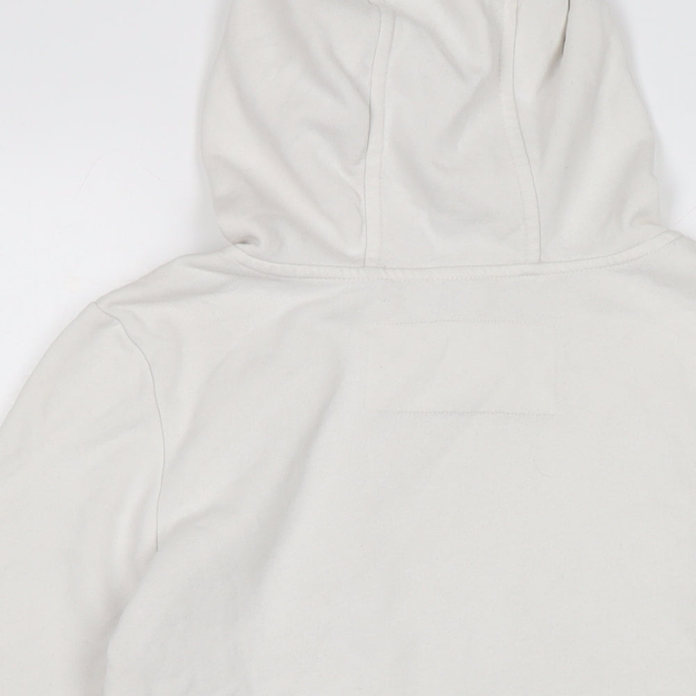 Denim & Co. Womens White Cotton Pullover Hoodie Size 12