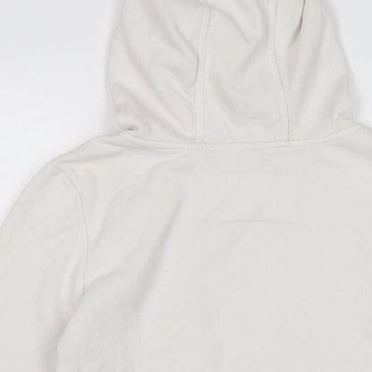 Denim & Co. Womens White Cotton Pullover Hoodie Size 12