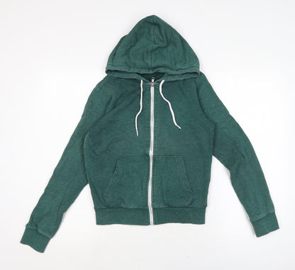 Divided Womens Green Cotton Full Zip Hoodie Size 6