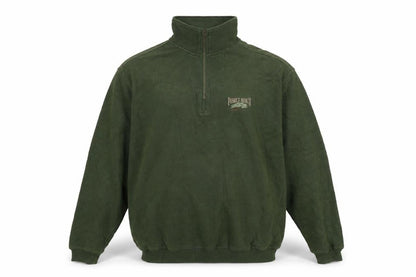 Crazy Shirts Mens Green Mock Neck Cotton Pullover Jumper Size L Long Sleeve