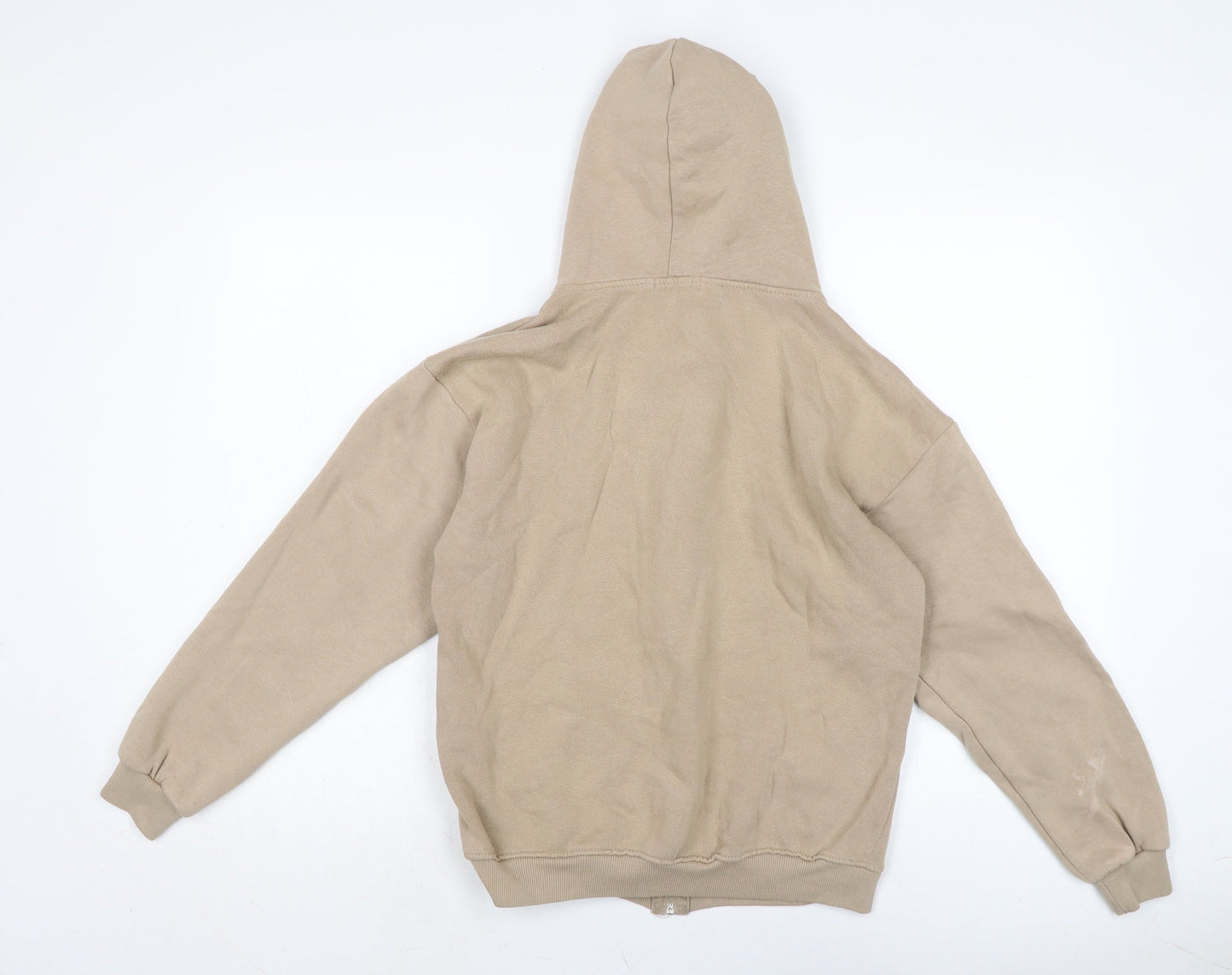 PRETTYLITTLETHING Womens Beige Cotton Full Zip Hoodie Size S