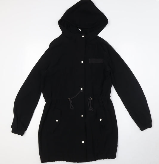 Divided by H&M Womens Black Jacket Size 6 Zip - Pull Cord Waist