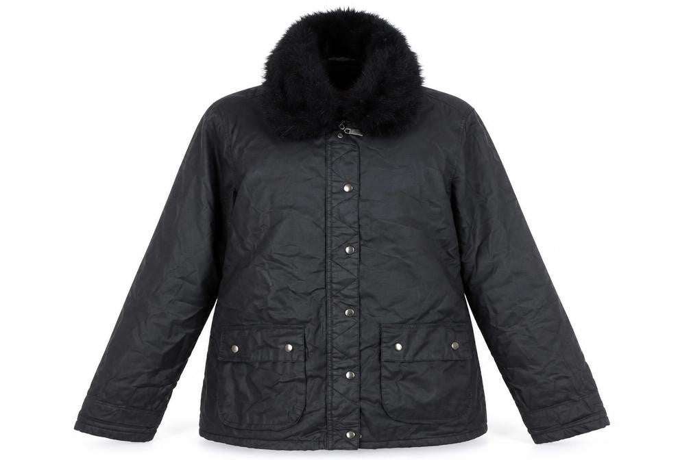 River Island Womens Black Jacket Size 14 Zip - Faux Fur Detachable Collar