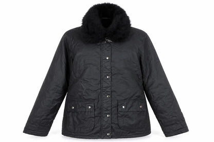River Island Womens Black Jacket Size 14 Zip - Faux Fur Detachable Collar