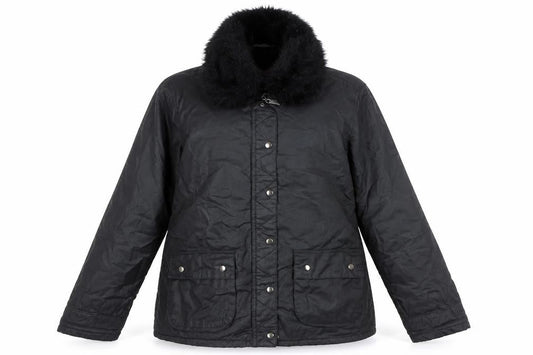 River Island Womens Black Jacket Size 14 Zip - Faux Fur Detachable Collar