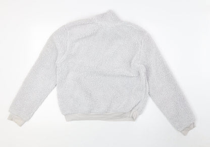 Topshop Womens Grey Cupro Pullover Sweatshirt Size 12 Zip - 1/4 Zip, Hart
