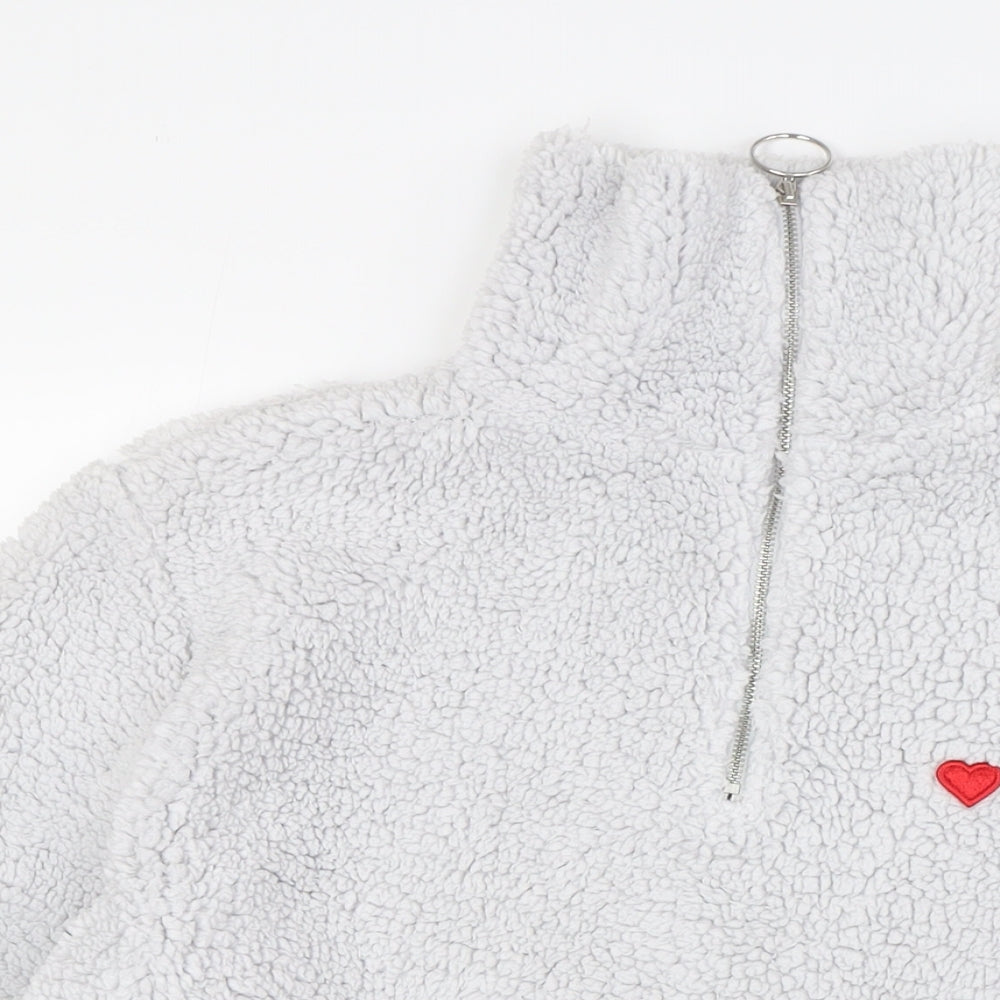 Topshop Womens Grey Cupro Pullover Sweatshirt Size 12 Zip - 1/4 Zip, Hart