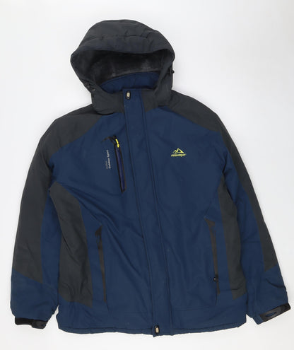 Mens UK Size L Outdoor Jacket Blue Rain Coat