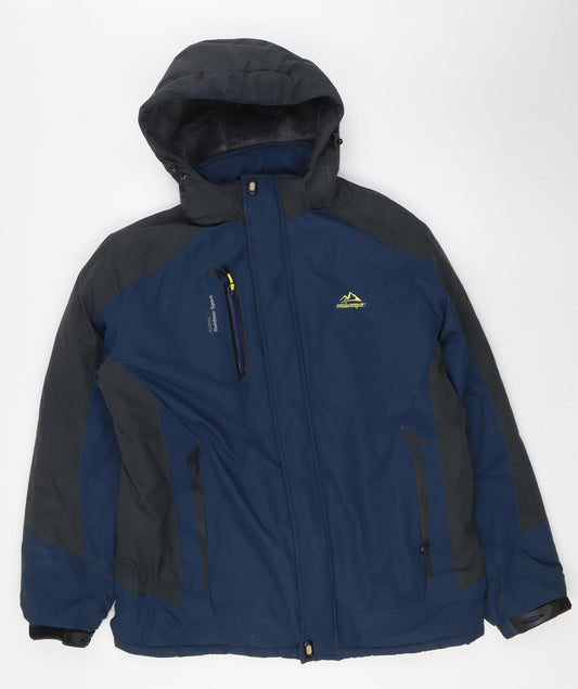 Mens UK Size L Outdoor Jacket Blue Rain Coat
