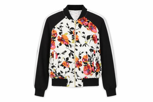 New Look Womens Multicoloured Floral Bomber Jacket Jacket Size 6 Zip