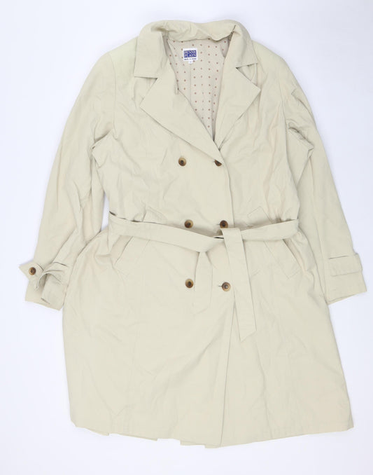 Penny Plain Womens Beige Overcoat Coat Size 14 Button