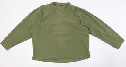 Marks and Spencer Mens Green V-Neck Polyester Pullover Jumper Size M Long Sleeve