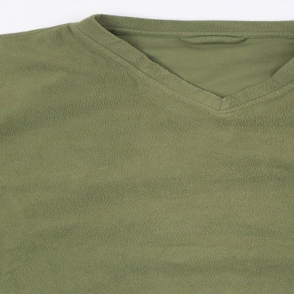 Marks and Spencer Mens Green V-Neck Polyester Pullover Jumper Size M Long Sleeve
