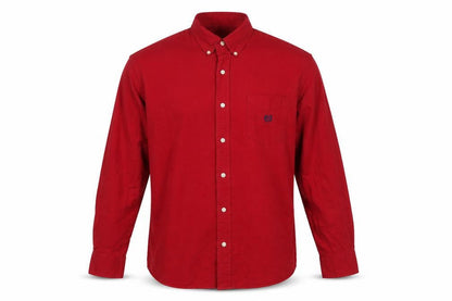 Chaps Mens Red Cotton Button-Up Size L Collared Button