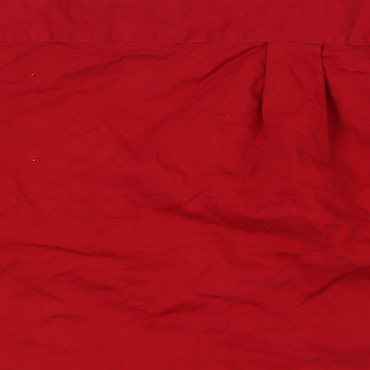 Chaps Mens Red Cotton Button-Up Size L Collared Button