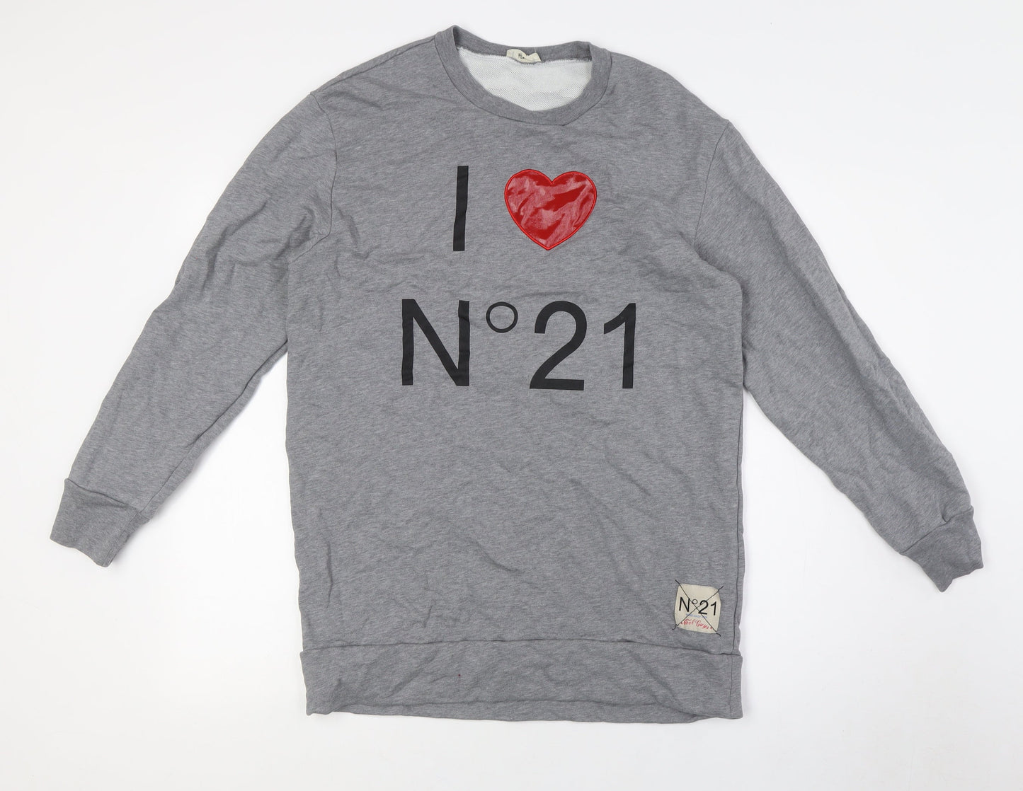 No 21 Womens Grey Cotton Pullover Sweatshirt Size 14 - I Love No 21
